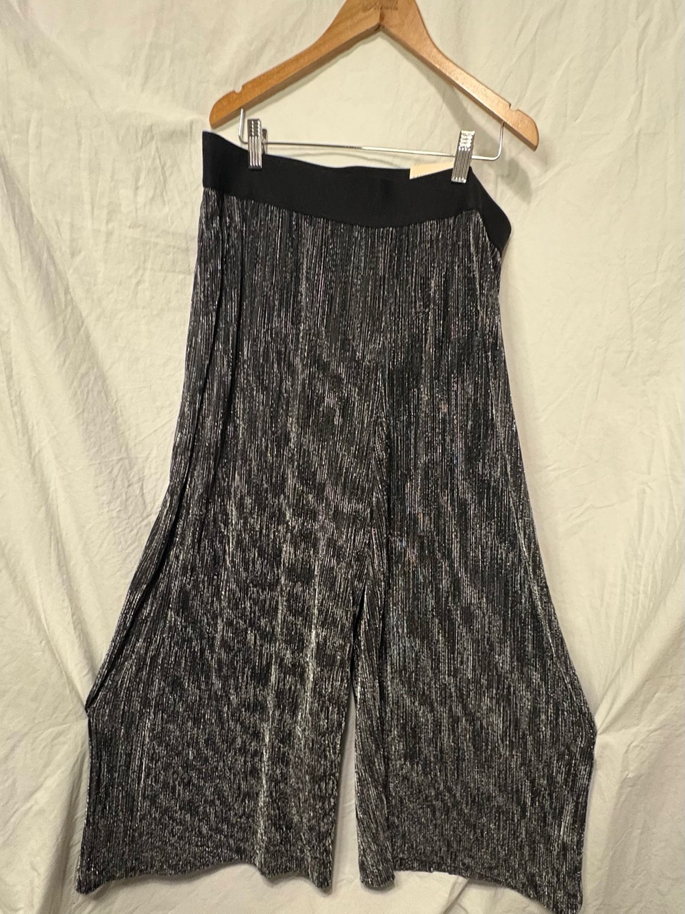 Lane Bryant Metallic Silver-Black Wide Leg Pants